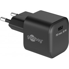 Hurtigopladende kompakt GaN-strømadapter med USB-C PD 45W sort/hvid