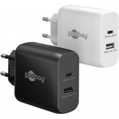 Hurtigopladende kompakt GaN-strømadapter med USB-A og USB-C PD 45W ...