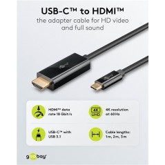 Skærmkabel & skærmadapter - Goobay USB-C til HDMI-kabel 4K 60 Hz (i flere længder)