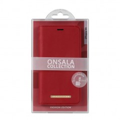 iPhone XR - Onsala Saffiano 2-i-1 magnetisk pungetui til iPhone XR (rød)