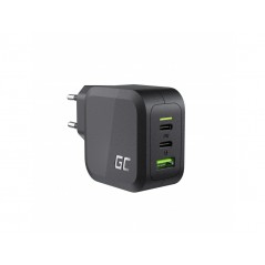 GreenCell AC Adapter vægoplader GaN 65W med 2 USB-C og 1 USB