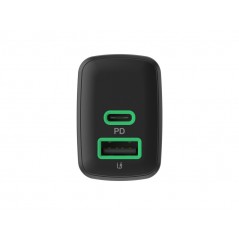 Vægladere til mobiltelefon - GreenCell hurtigopladende USB-C og USB-A strømadapter 30W