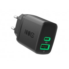 Vægladere til mobiltelefon - GreenCell hurtigopladende USB-C og USB-A strømadapter 30W