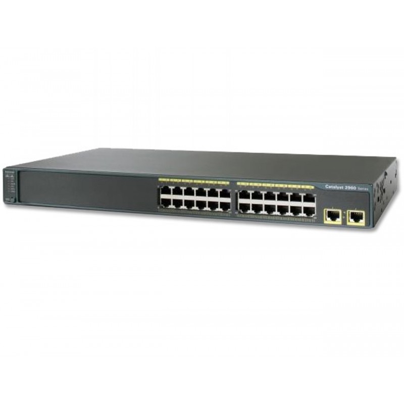 Netværksswitch - Cisco Catalyst WS-C2960-24TT-L 24-Port rackmonteret switch (brugt)