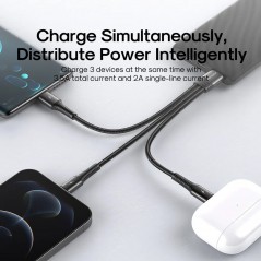 Sign 3-i-1-ladekabel med 1x USB-C og 2x Lightning