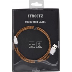 Streetz stofbeklædt microUSB-kabel 1 meter