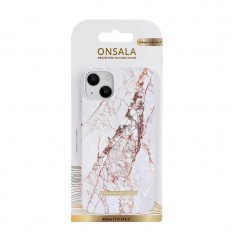 Onsala mobiletui til iPhone 13 og iPhone 14 White Rhino Marble