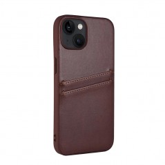 Buffalo mobiletui med to kortholdere til iPhone 13 og iPhone 14 (brun)