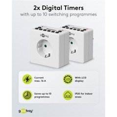 2 pcs Kompakt digital timer til stikkontakter