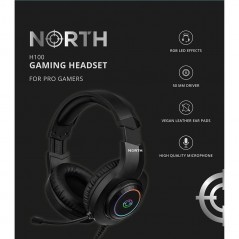 USB-gamingheadset til PC - North H100 gaming-headset med USB-tilslutning og LED-belysning