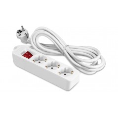ON strømskinne jordet med 3 udtag og 3 m kabel