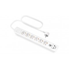 Andersson strømskinne med 6 stikkontakter og 2 USB
