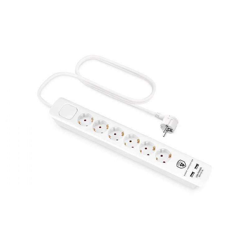 Samledåse - Andersson strømskinne med 6 stikkontakter og 2 USB