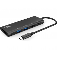 iiglo Multiport Dock USB-C hub 6-i-1 til USB-C/2xUSB/HDMI/microSD/SD 100W 4K 30Hz