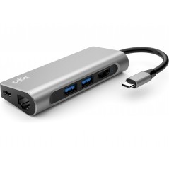 iiglo Multiport Dock USB-C hub 7-i-1 til USB-C/2xUSB/HDMI/LAN/microSD/SD 100W 4K 30Hz