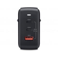Vægladere til mobiltelefon - Andersson AC Adapter GaN Wall Charger 65W med 2 USB-C og 1 USB (sort)