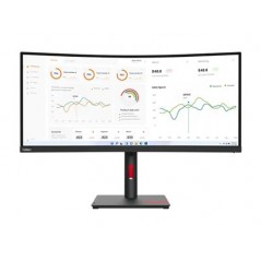 Lenovo ThinkVision T34w-30 34" ultrabred 3440 x 1440 buet skærm med VA-panel og USB-C PD 75W