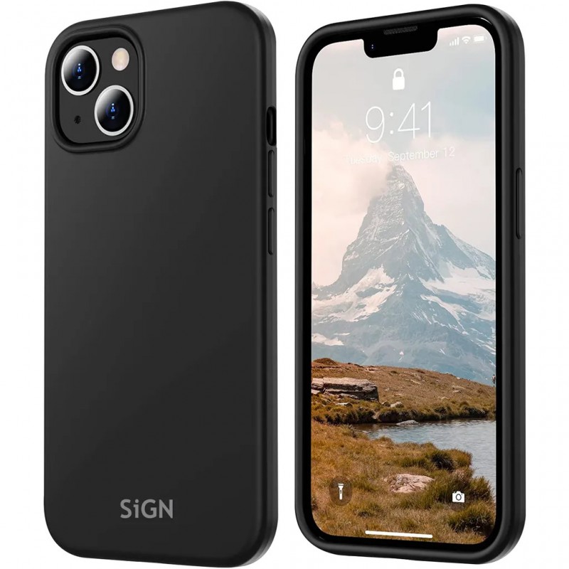 Covers - Sign Liquid Silicone beskyttelsesetui i sort til iPhone 15