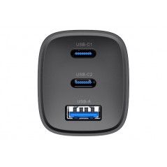Vægladere til mobiltelefon - Havit superkompakt GaN-vægoplader 65W med 2 USB-C og 1 USB