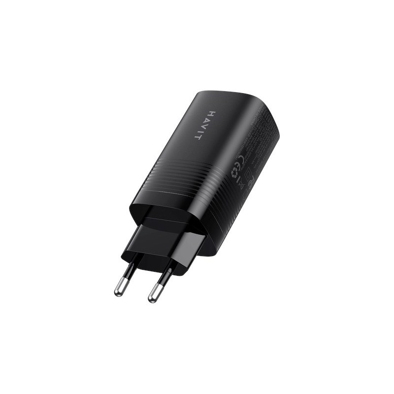 Vægladere til mobiltelefon - Havit superkompakt GaN-vægoplader 65W med 2 USB-C og 1 USB