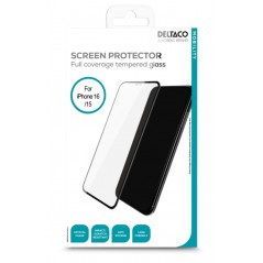 Telefoner - Deltaco Skærmbeskyttelse af hærdet glas til iPhone 15 & iPhone 16 Full cover