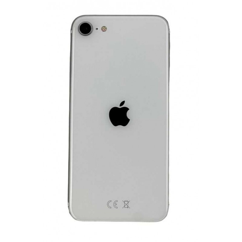 Brugt iPhone - iPhone SE (2020) 64 GB (2. generation) Hvid (brugt - beskadiget bagside, lyserødt cover medfølger!)