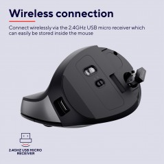 Trådløs mus - Trust ergonomisk trådløs vertikal mus med genopladeligt batteri