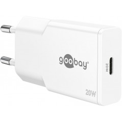 Hurtigopladende kompakt GaN-strømadapter med USB-C PD 20W sort/hvid