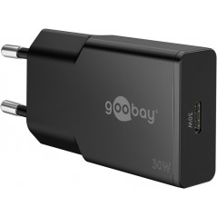 Hurtigopladende kompakt GaN-strømadapter med USB-C PD 30W sort/hvid