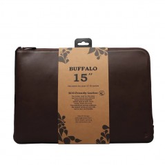 Computer sleeve - Buffalo håndlavet sleeve i ægte læder til bærbare computere op til 15,6" (brun)