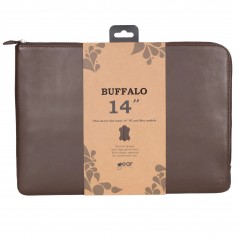 Computer sleeve - Buffalo håndlavet sleeve i ægte læder til bærbare computere op til 14" (brun)
