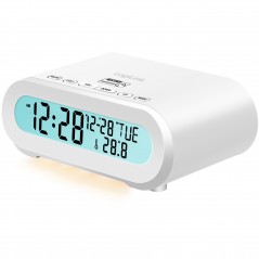 LogiLink clockradio med termometer og hygrometer (hvid)
