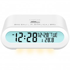 LogiLink clockradio med termometer og hygrometer (hvid)