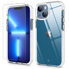 Gennemsigtigt TPU-mobiletui til iPhone 14 inkl. skærmbeskytter af hærdet glas