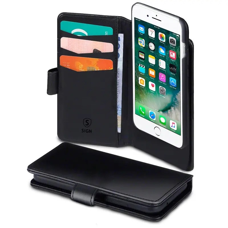 Covers - Sign pungetui med aftagelig skal til iPhone 6/7/8/SE2/SE3 (sort)