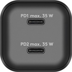 Opladere og kabler - Hurtigopladende kompakt GaN-strømadapter med 2x USB-C PD 35W sort/hvid