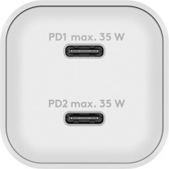 Opladere og kabler - Hurtigopladende kompakt GaN-strømadapter med 2x USB-C PD 35W sort/hvid