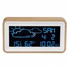 Denver vejrstation med termometer, hygrometer, ur og kalender