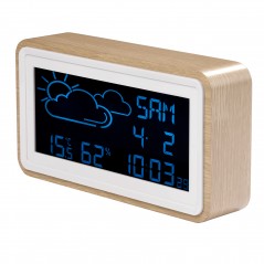 Denver vejrstation med termometer, hygrometer, ur og kalender