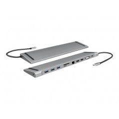 LogiLink USB-C Multiport Universal Docking Station 11-i-1 med understøttelse af 3 skærme