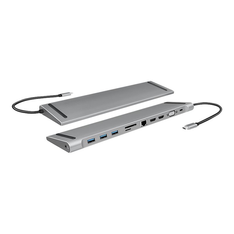 Dockingstation universal - LogiLink USB-C Multiport Universal Docking Station 11-i-1 med understøttelse af 3 skærme