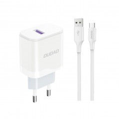 Dudao AC-adapter vægoplader USB 18W og 1 meter USB-C-kabel