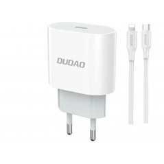 Dudao 20 Watt AC-adapter vægoplader med USB-C og 1 meter Lightning-kabel