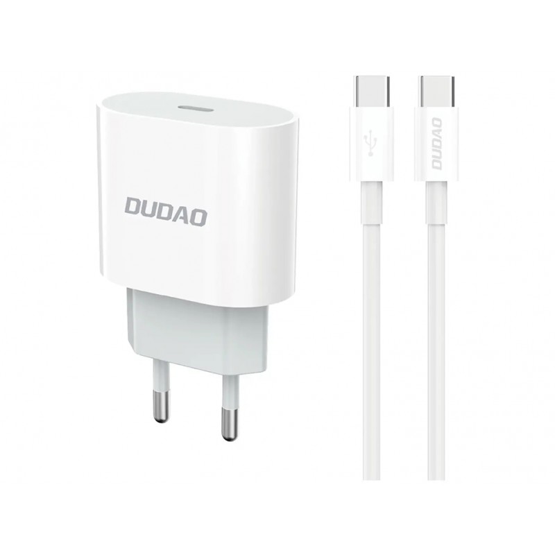 Vægladere til mobiltelefon - Dudao 20 Watt AC-adapter vægoplader med USB-C og 1 meter USB-C-kabel