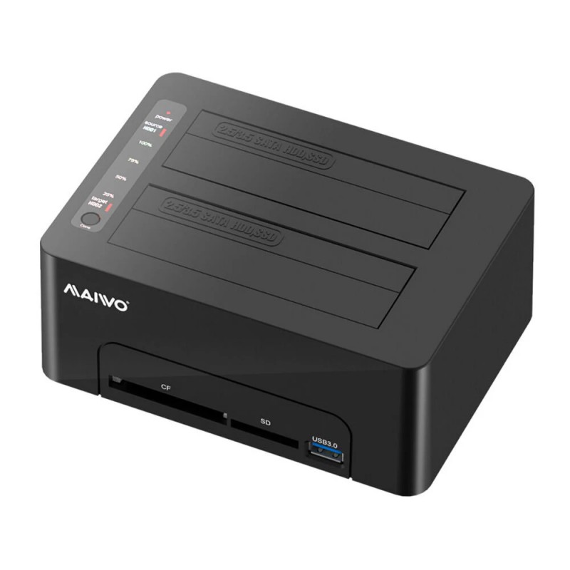 Dockingstationer til harddisk - Maiwo USB 3.1-dockingstation til to 2,5"/3,5" SATA-harddiske med understøttelse af kloning