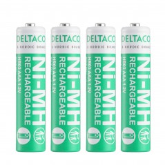 Deltaco genopladelige AAA-batterier (750 mAh) i 4-pak