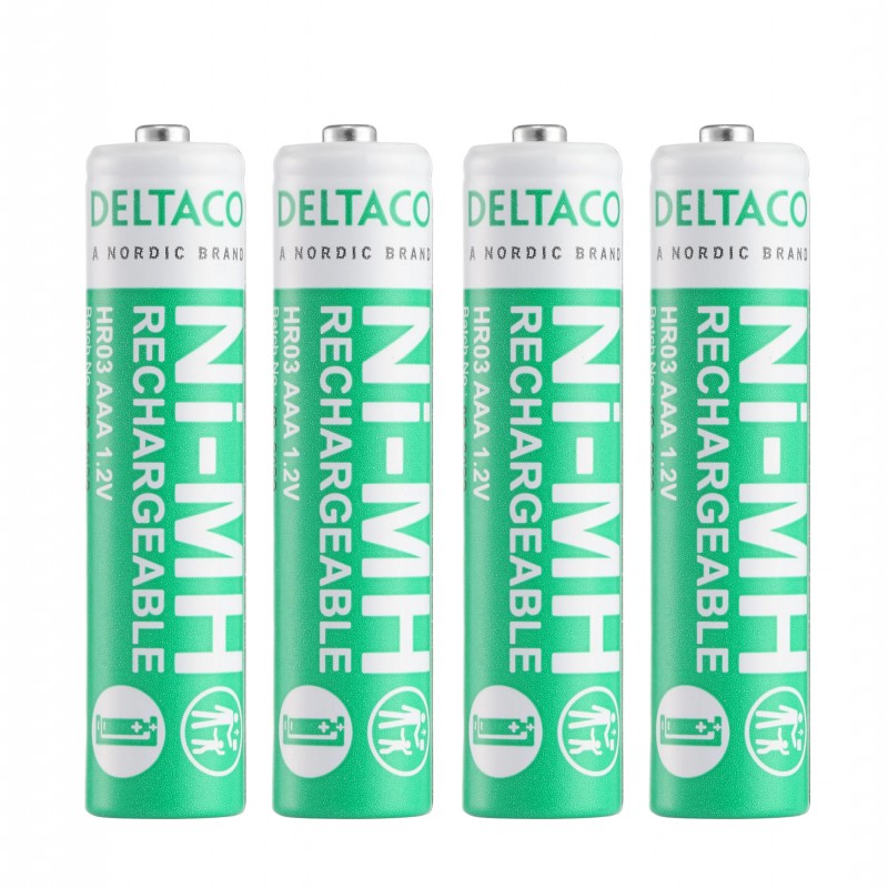 Batterier & batteri tester - Deltaco genopladelige AAA-batterier (750 mAh) i 4-pak