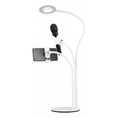 Smartphone- & mobiltilbehør - 3-i-1 Selfie Ring Light til smartphone med ringlys, telefonholder og mikrofonholder