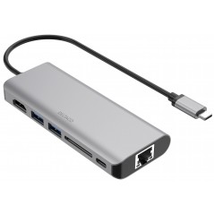 USB-C Multiport til HDMI-adapter med 2xUSB/SD-kort/LAN/USB-C PD 85W 4K 60Hz