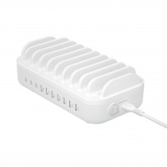 Hurtigopladende USB-opladningsstation til 10 enheder (7x USB-A, 3x USB-C)